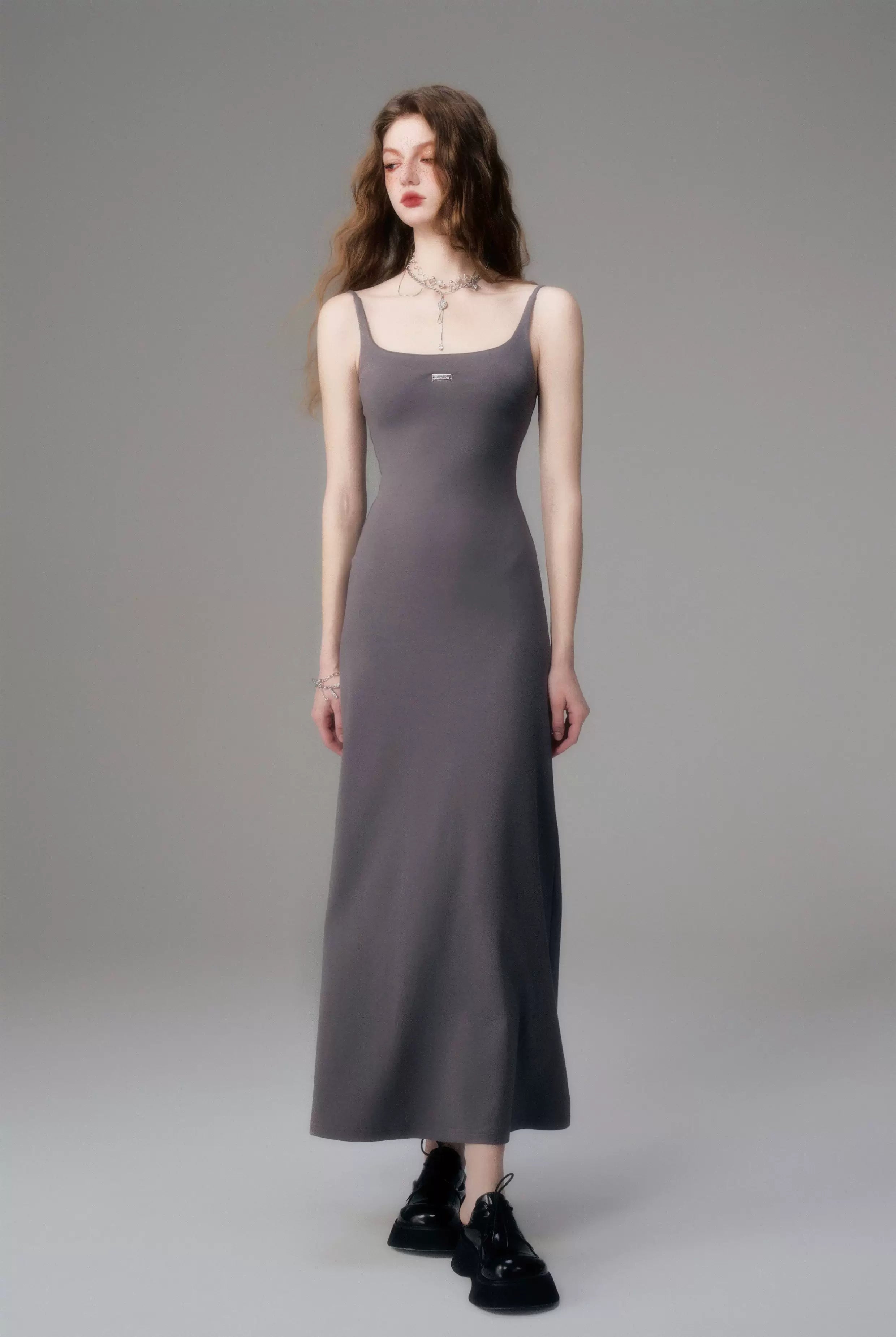 Minimal Long Knit Slip Maxi Dress