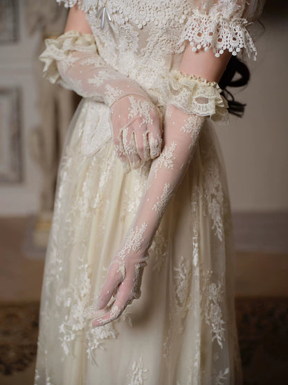 Candlelit Tears Antique Lace Corset Wedding Dress