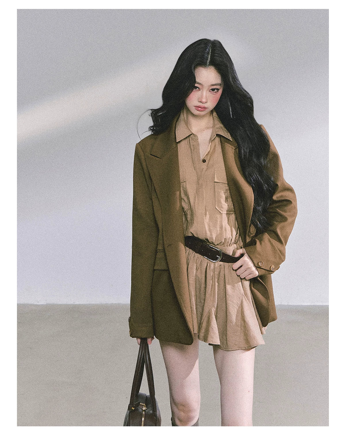 hepburn mini dress AOMALM Elevated Hepburn-Style Utility Mini Dress Plaid Dresses with Waistcoats / L