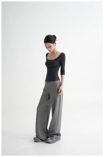 Lyocell Open-Back Fitted Mid-Sleeve T-Shirt
