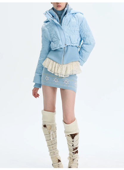 Quilted Embossed Short Down Jacket