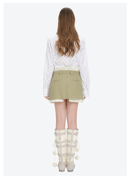 Two-Piece Illusion Blazer Badge Dress