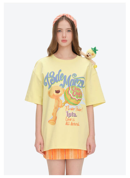 Bear Graphic Lollipop Oversized T-shirt