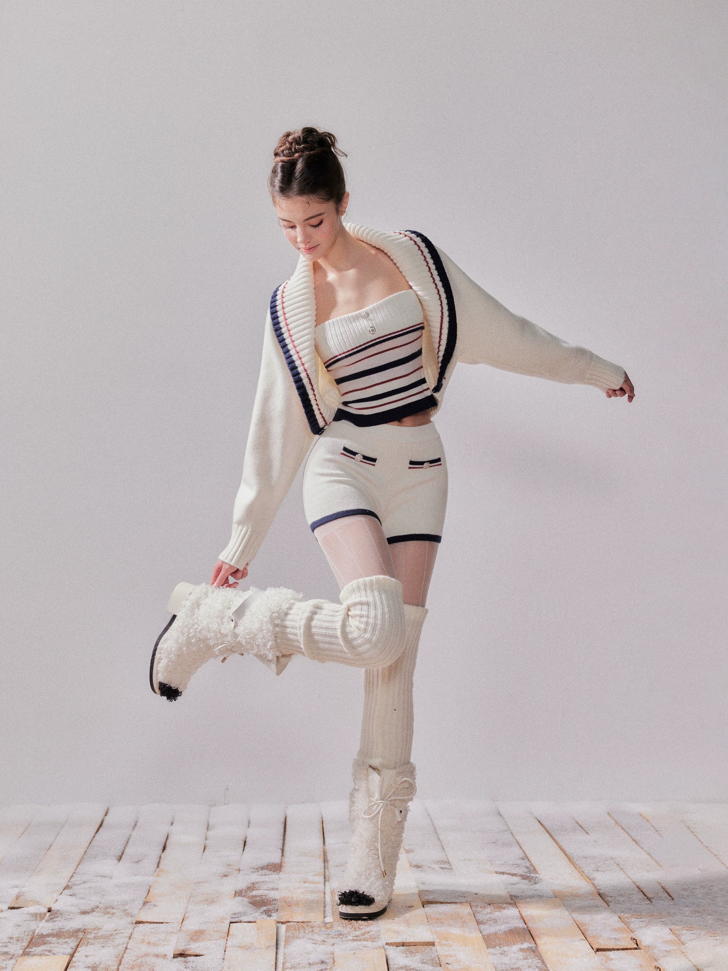 London Stroll Striped Knit Cardigan &amp; Pants Set