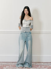 Light Washed Rhinestone Jeans - CHINASQUAD