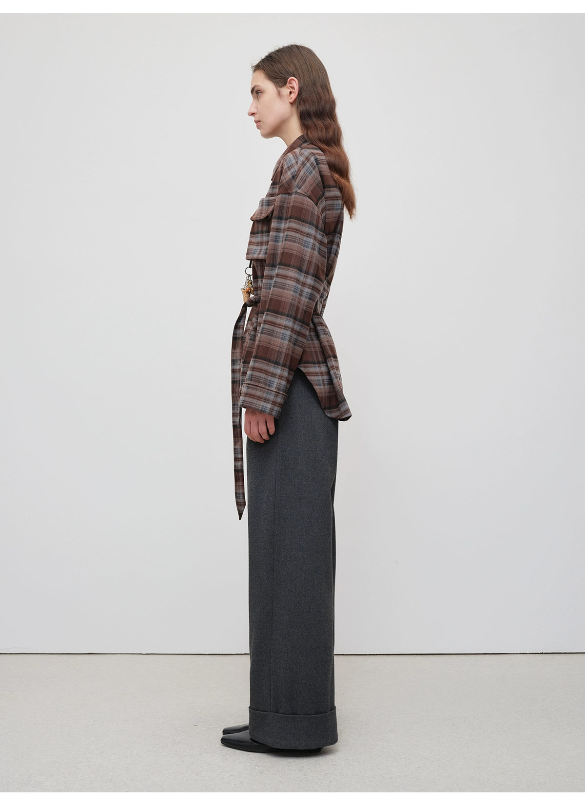 Vintage Purple-Brown Plaid Brushed Shirt