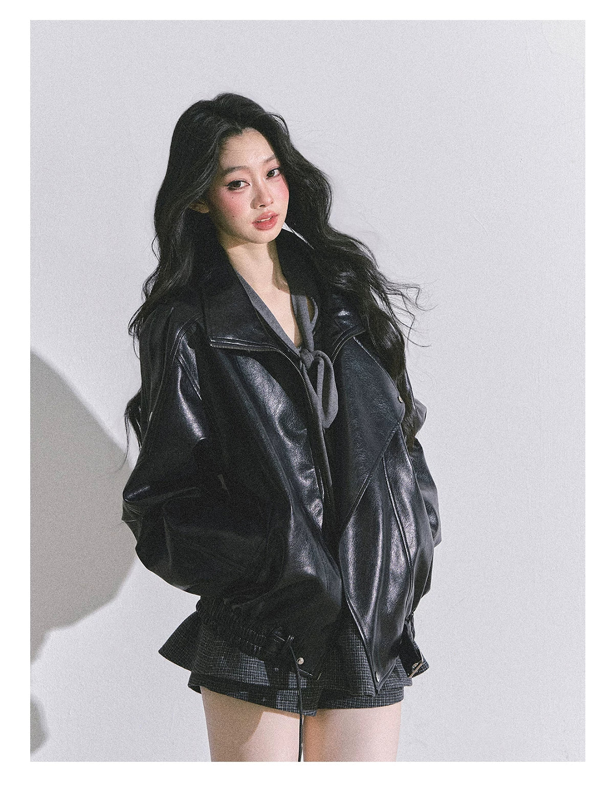 Minimal Korean V-Neck Long-Sleeve T-Shirt