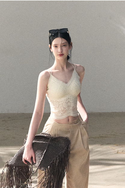 High-Stretch Lace Backless Camisole