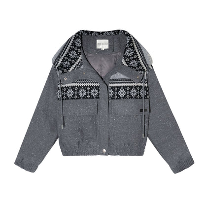 Wool-Blend Hooded Down Jacket