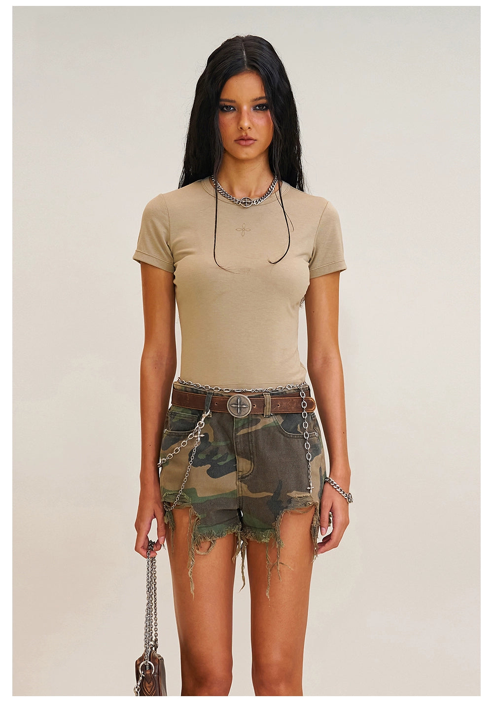 Compass Emblem Fitted Stretch Tee