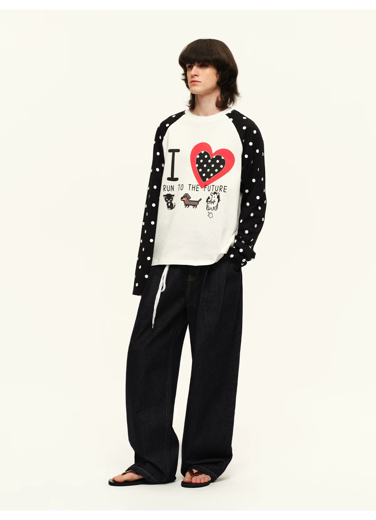Vintage Heart Contrast Long-Sleeve T-Shirt