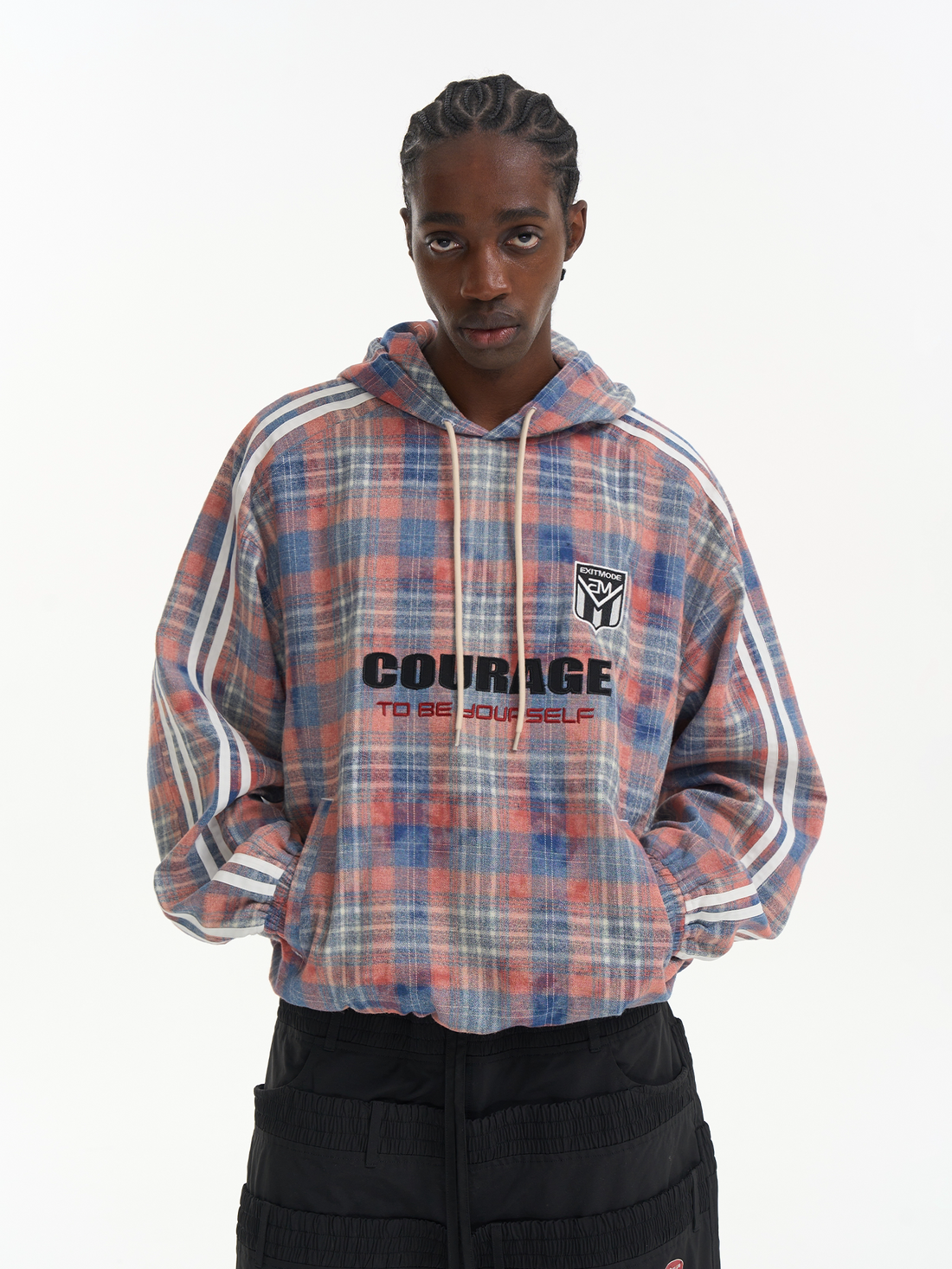 Plaid Color-Block Sport Hoodie