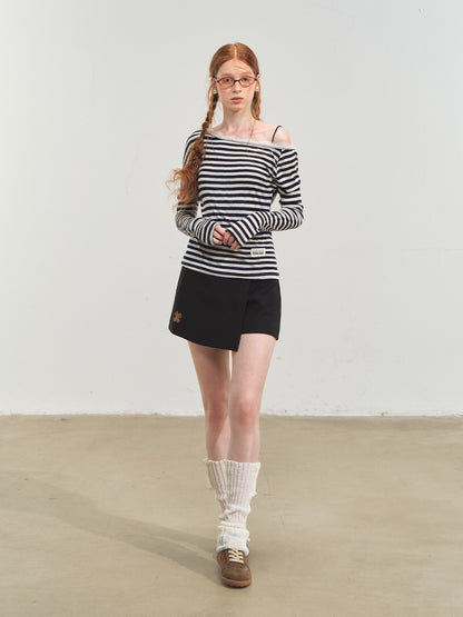 Fun Flower Fake Two-Piece Skort