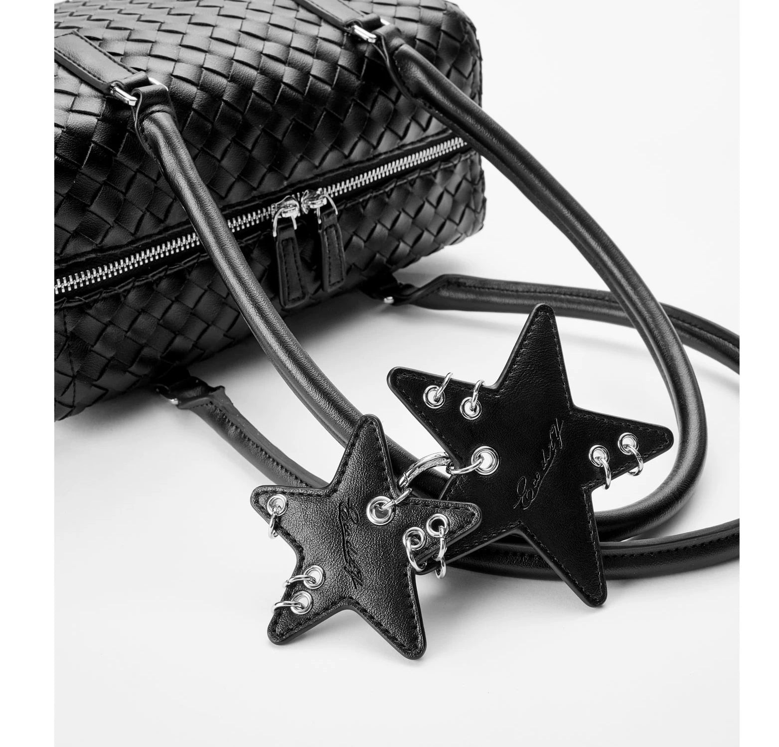 Woven Leatherette Barrel Shoulder Bag ECODAY