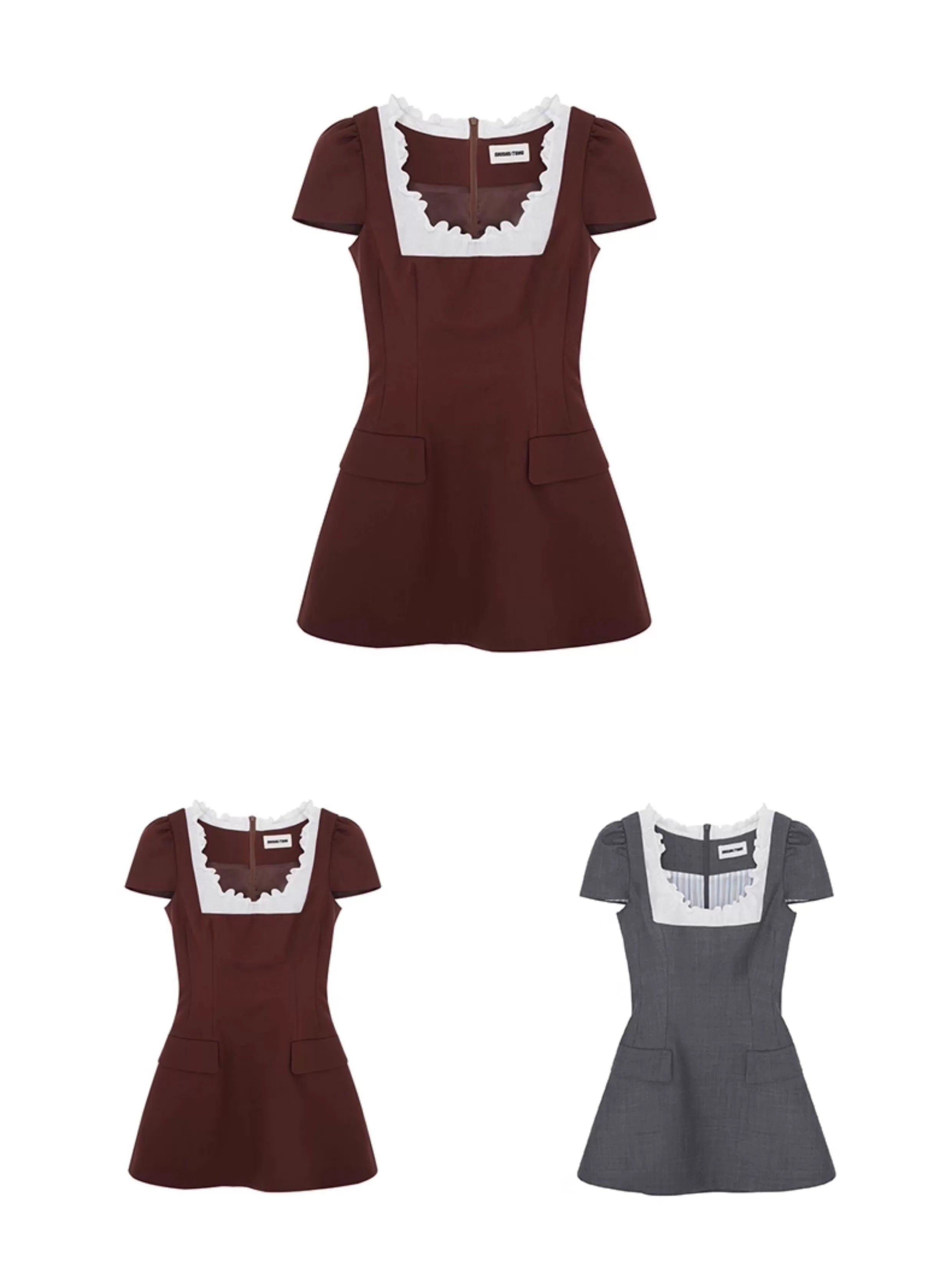 Ruffled Short-Sleeve A-Line Dress