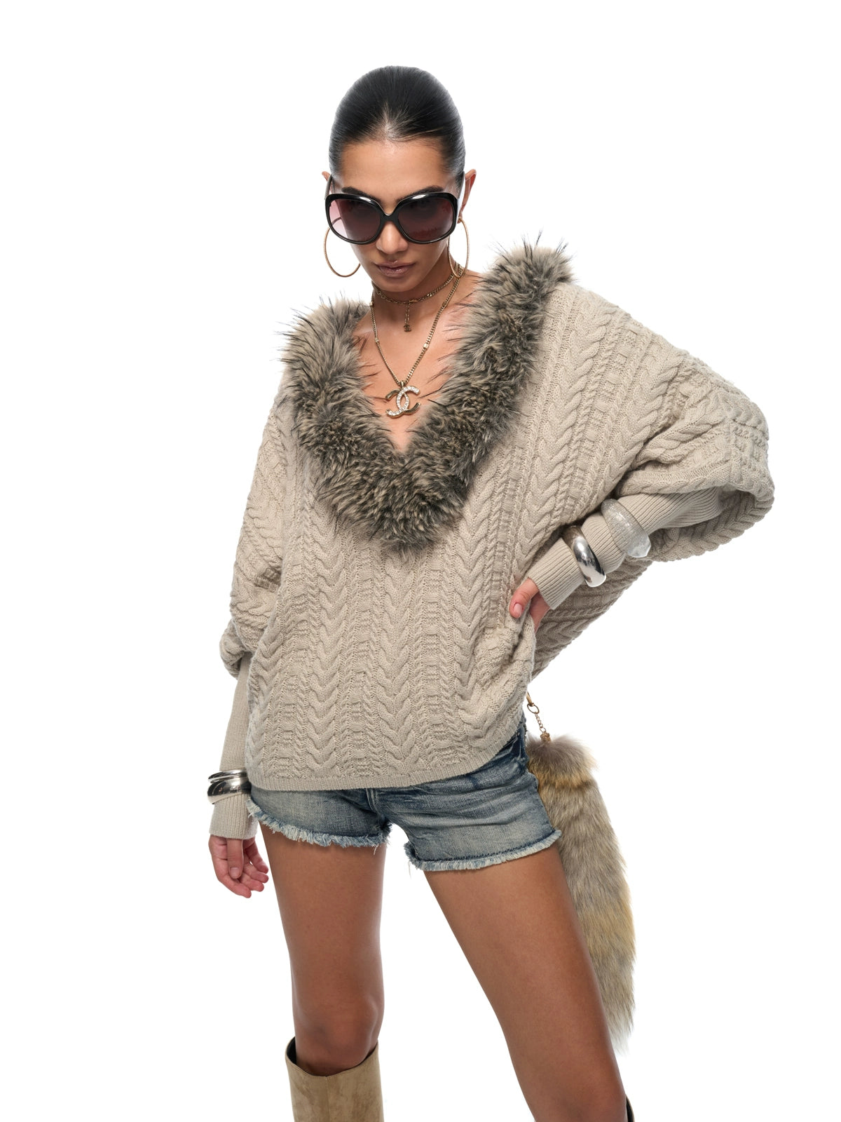 Wool-Blend Batwing Sweater