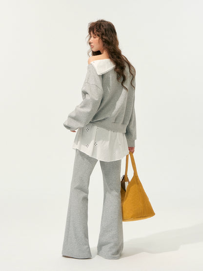 Detachable Spliced Collar Sweatshirt