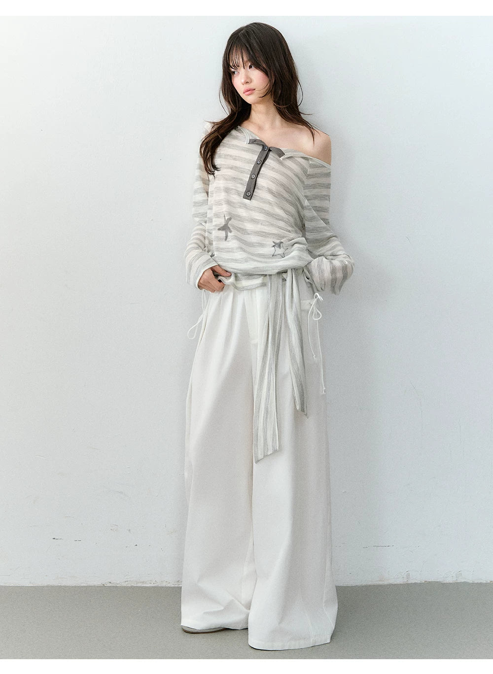 Lyocell Cotton Double-Waist Wide-Leg Pants