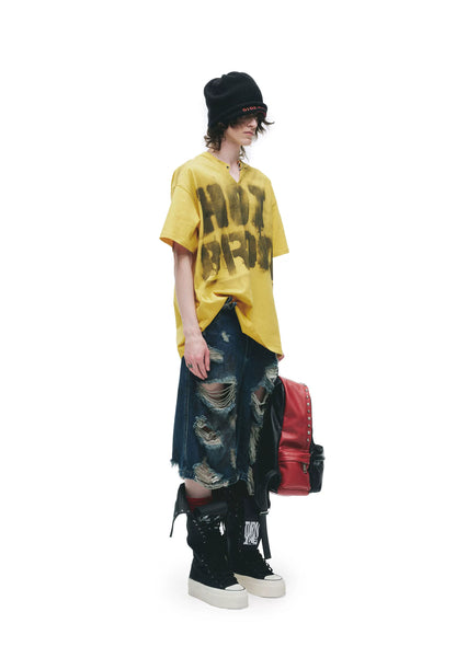 Hand-Sprayed Graffiti Distressed Oversized T-Shirt