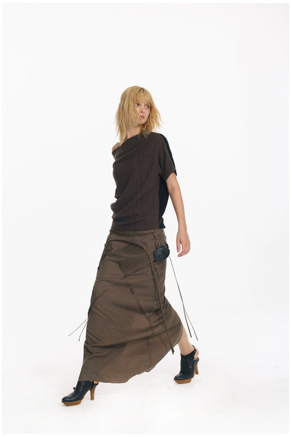 Retro Diamond Strap Low Waist Skirt