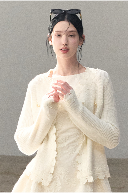 Wool-Blend Waist-Cinched Fitted Dress