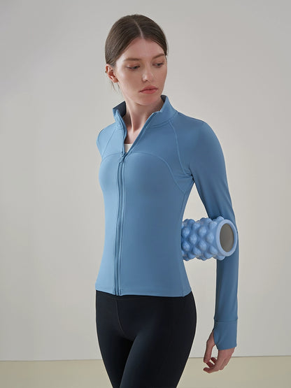 High-neck Fleece-lined Yoga Jacket