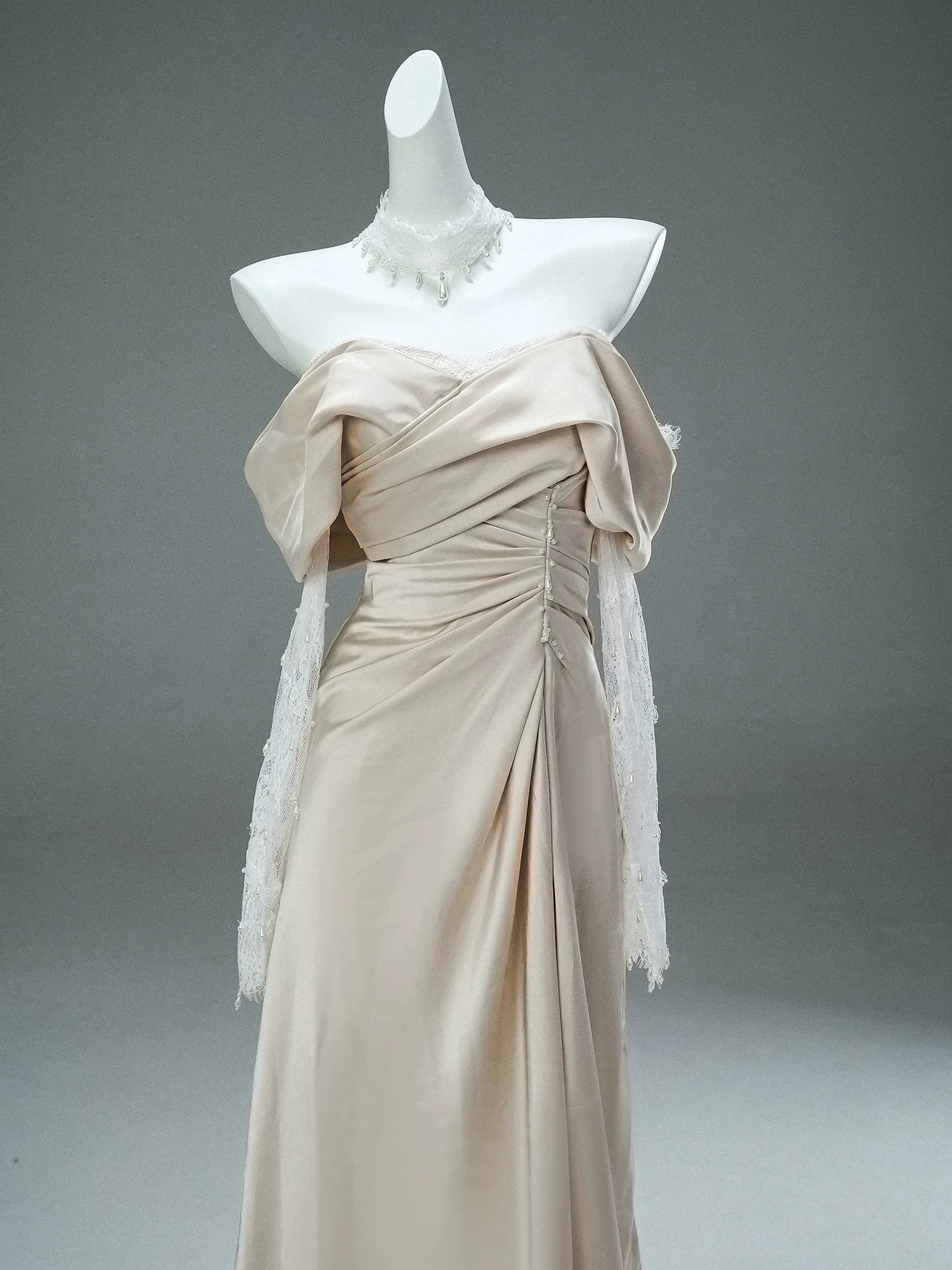 Angelic Élan Draped Couture Gown