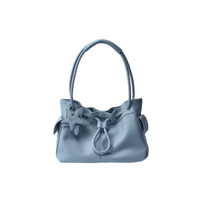 Pebbled Leather Drawstring Cloud Shoulder Bag ECODAY