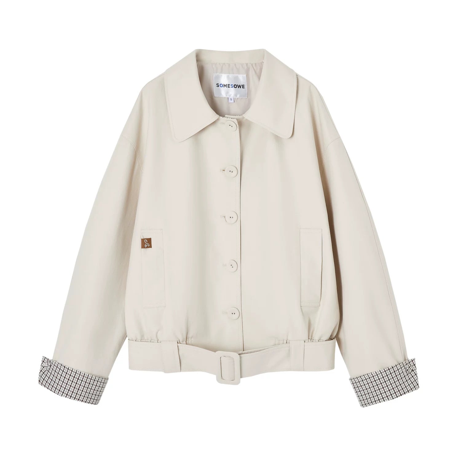 Plaid Panel Button-Down Collared Jacket