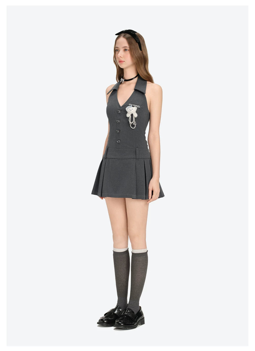 Halter-Neck Tailored Mini Dress