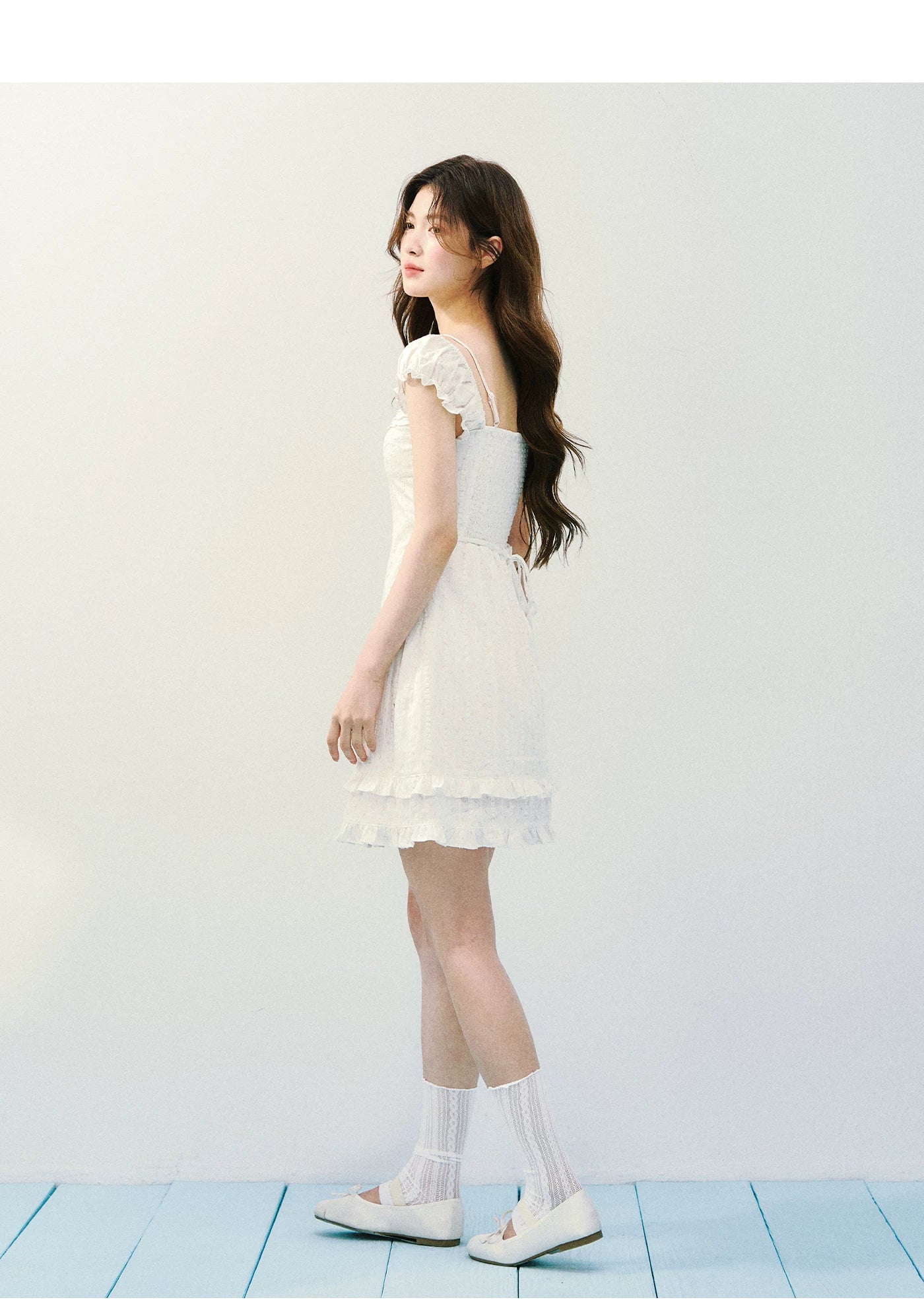 Vintage Floral Layered Square-Neck Dress