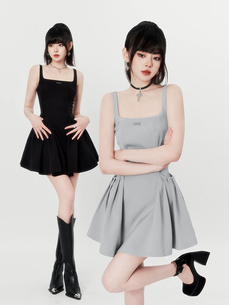 Square-Neck Backless Camisole Dress