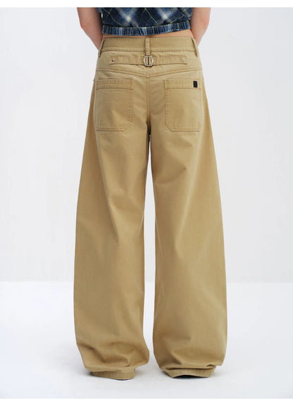 Utility Pocket Curved Wide-Leg Trousers