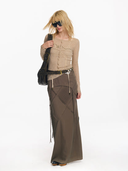 Retro Diamond Strap Low Waist Skirt
