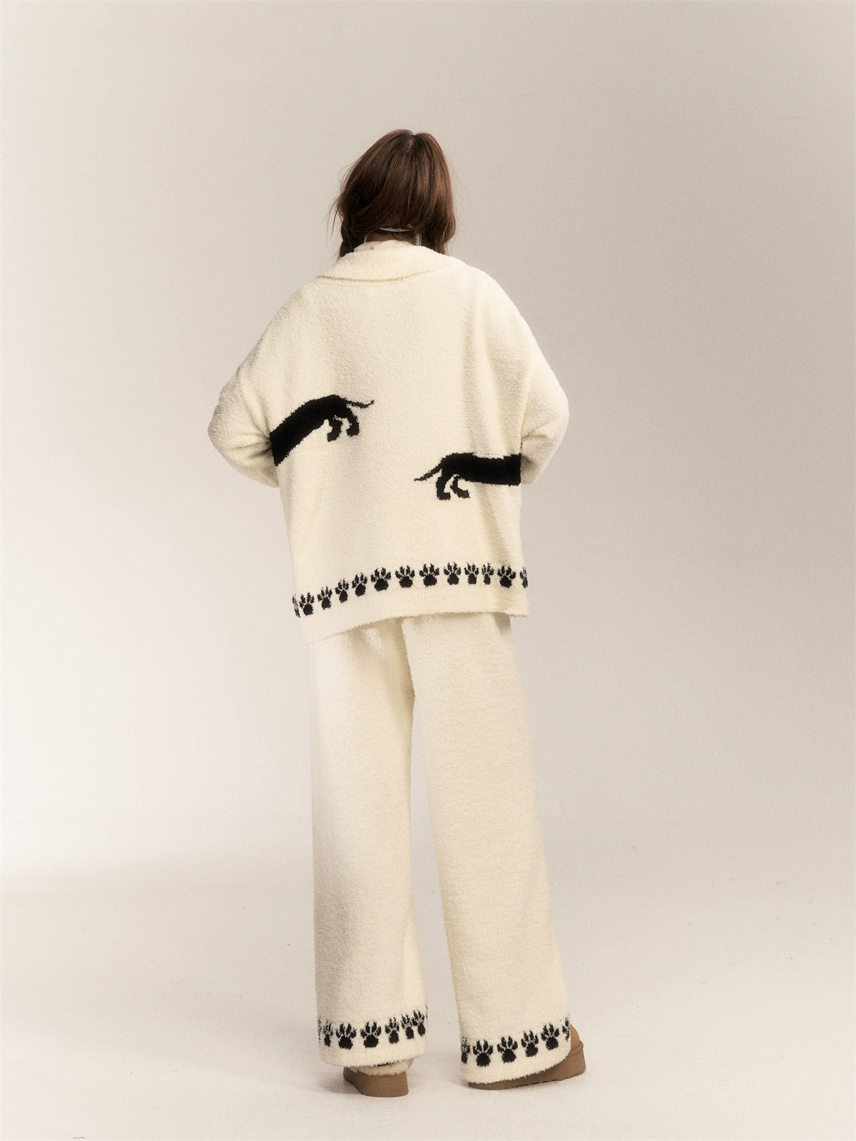 White Dachshund Homewear Cardigan