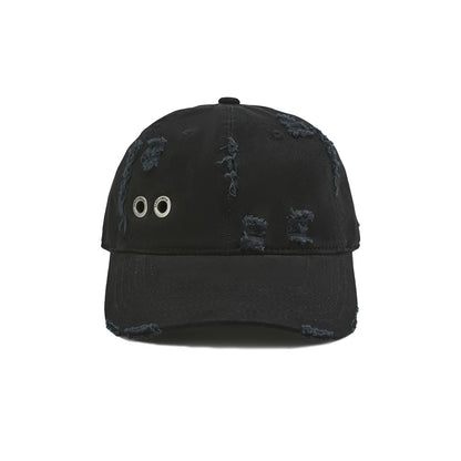 Distressed Washed Eyelet Baseball Cap