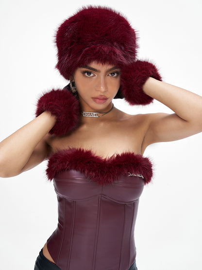 Angora-Touch Faux Fur Flat Cap