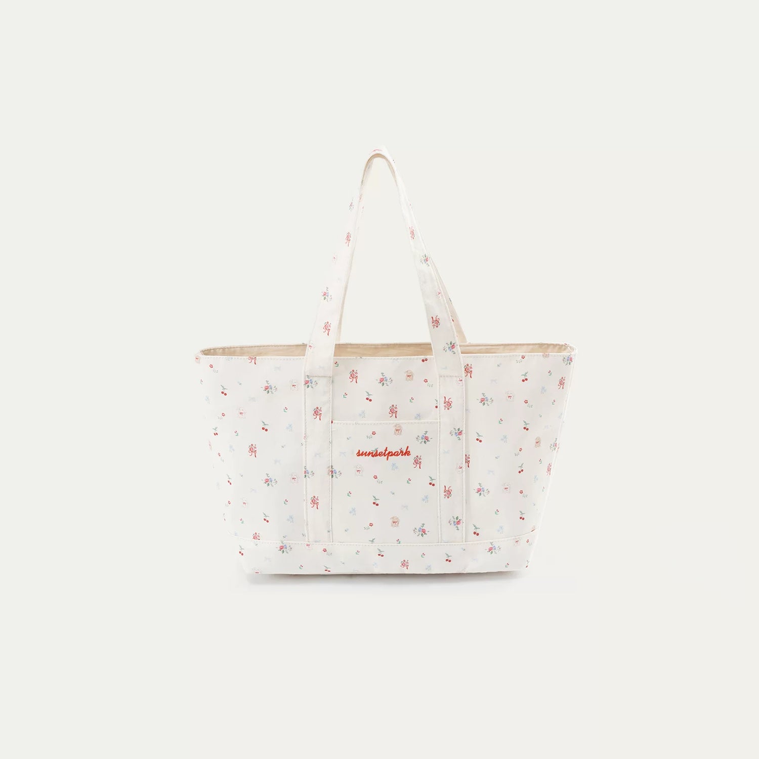Vintage Hand-Drawn Floral Canvas Tote Bag