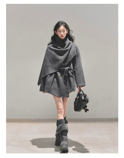 French British-Style Wool Coat