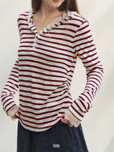 Striped Color-block Lace Spliced T-Shirt - CHINASQUAD
