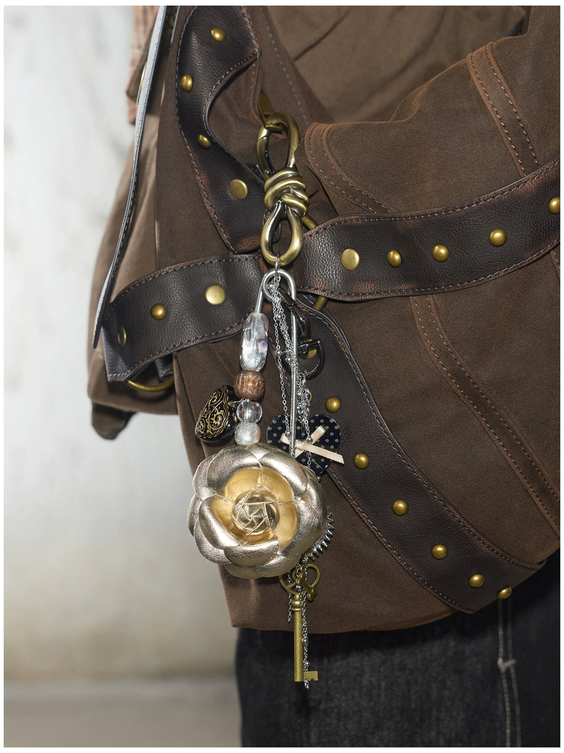 Vintage Heart &amp; Rose Chain Pendant