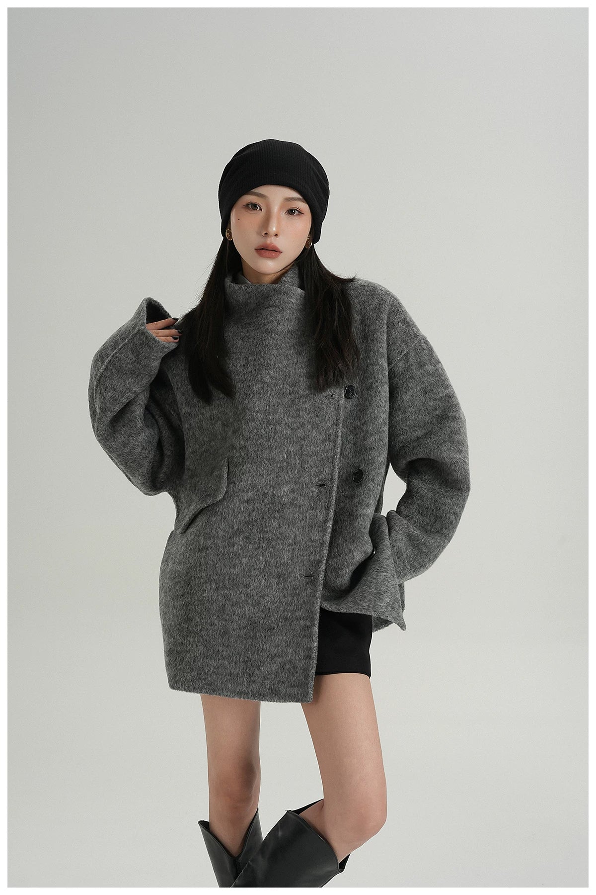 Double-Faced Wool Cape Jacket