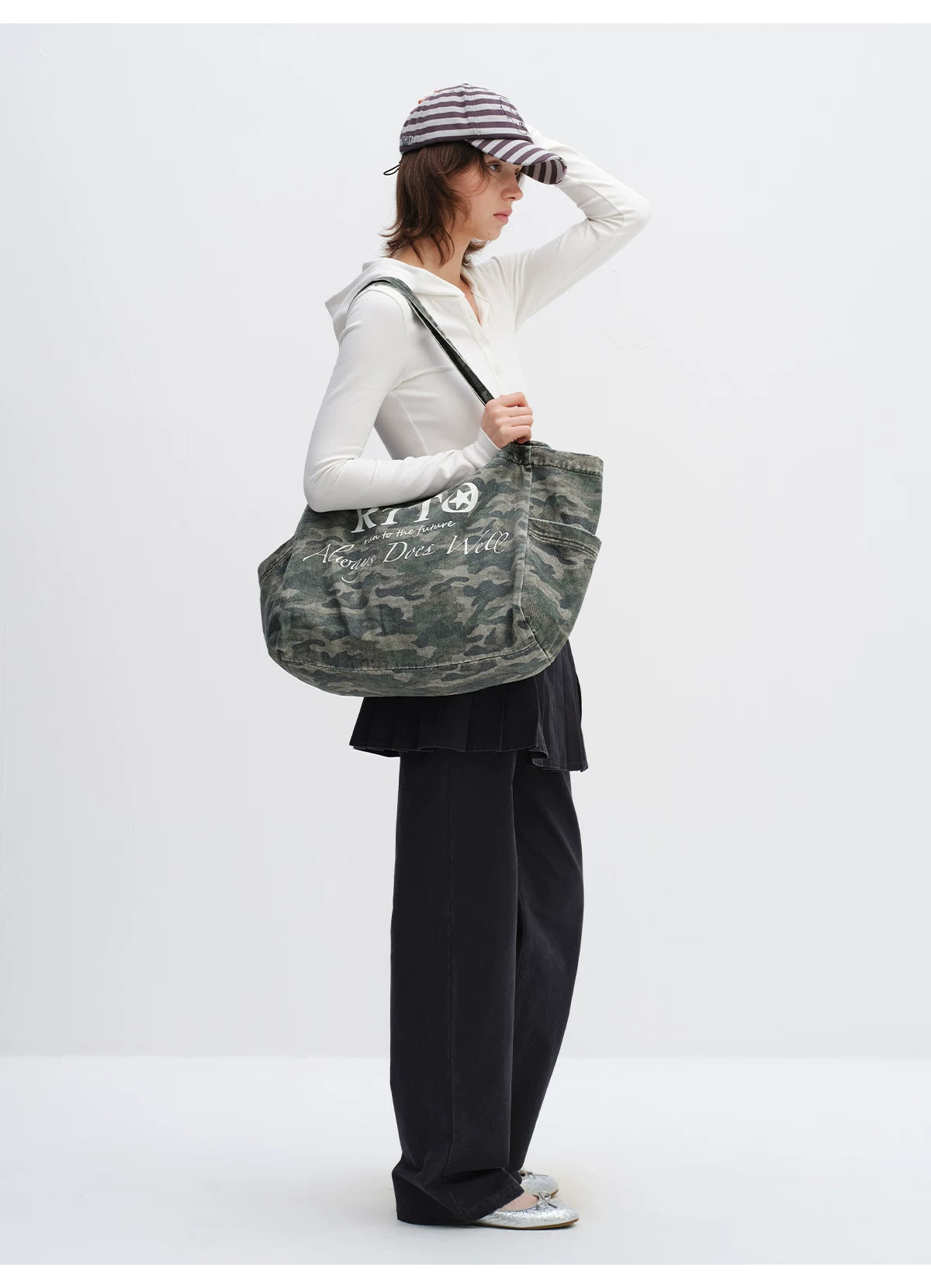 Washed Camouflage Canvas Tote Bag