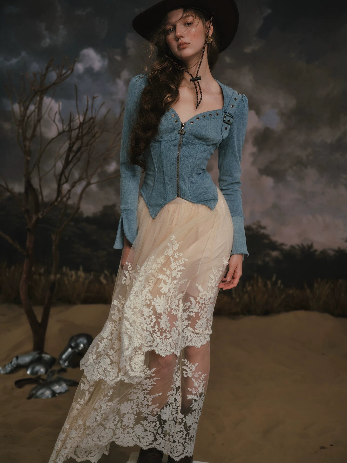 Denim Knight Structured French Denim Corset