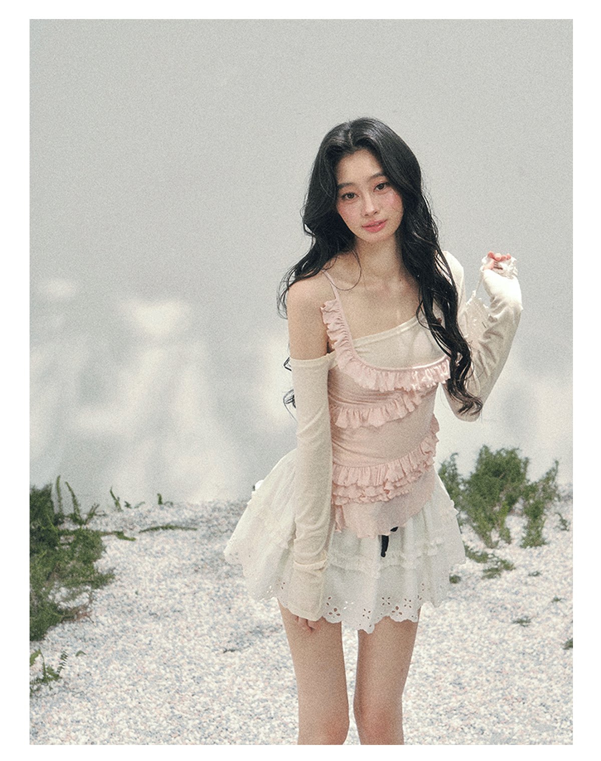 Asymmetric Ruffle Off-Shoulder Top