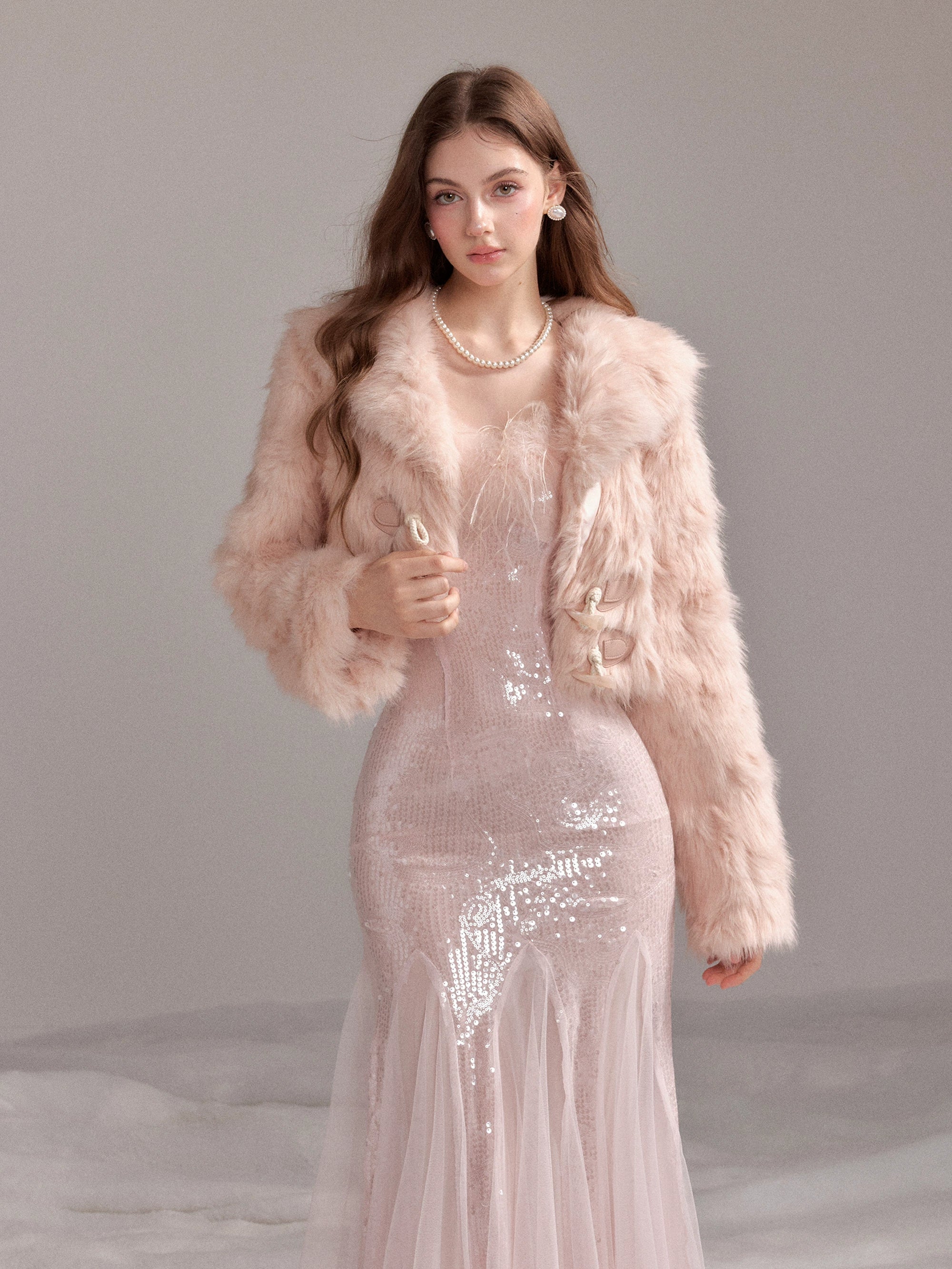 Snowmist Faux Fox Fur Toggle Cropped Jacket