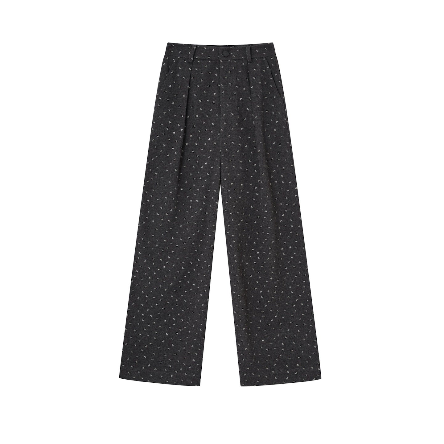 Printed Bow Wool-Blend Tailored Pants