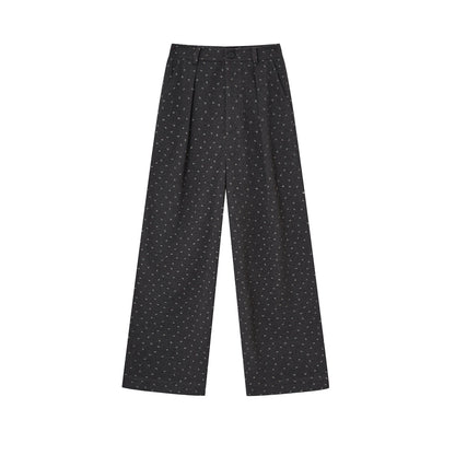 Printed Bow Wool-Blend Tailored Pants