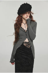 Knitted High-Neck Ruffled Edges Cardigan - CHINASQUAD