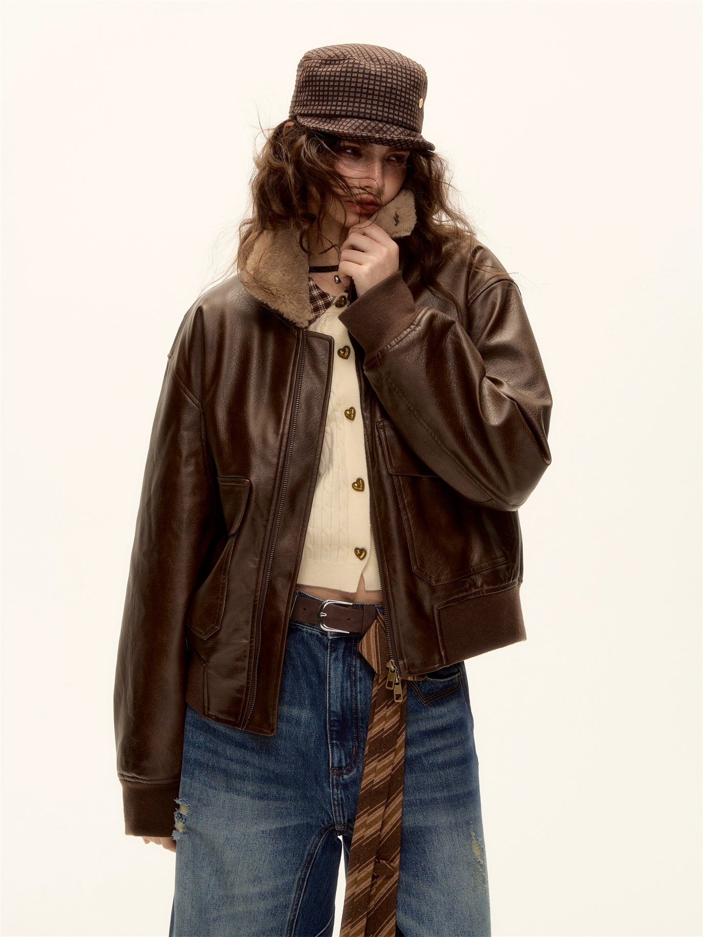 Faux Leather Padded Jacket